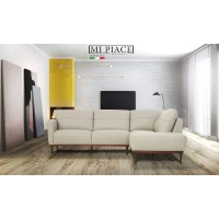 Acme Tampa Right Facing Leather Sectional In Pearl Gray