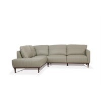 Acme Tampa Left Facing Leather Sectional In Airy Green