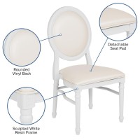 HERCULES Series 900 lb. Capacity King Louis Chair with White Vinyl Back and Seat and White Frame