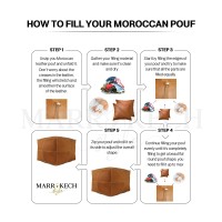 MARRAKESH STYLE Comfortable Leather Ottoman Pouf - Handmade Unstuffed Moroccan Pouf Cover - Square Pouf & Foot Rest Ottoman - Perfect for Living Rooms Bedrooms & Kids Room - Square Brown