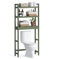 Songmics Over The Toilet Storage, 3-Tier Bamboo Over Toilet Bathroom Organizer With Adjustable Shelf, Fit Most Toilets, Space-Saving, Easy Assembly, Brown Ubts01Br