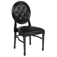 HERCULES Series 900 lb. Capacity King Louis Chair with Tufted Back, Black Vinyl Seat and Black Frame