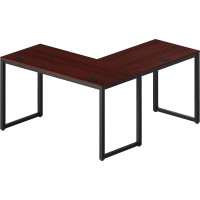 Shw Home Office 55X60 Large L Shaped Corner Desk 24 Deep Cherry