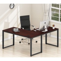 Shw Home Office 55X60 Large L Shaped Corner Desk 24 Deep Cherry