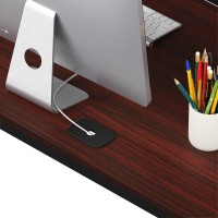 Shw Home Office 55X60 Large L Shaped Corner Desk 24 Deep Cherry