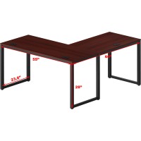 Shw Home Office 55X60 Large L Shaped Corner Desk 24 Deep Cherry