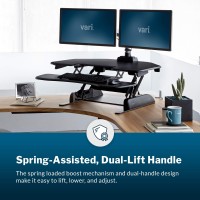 Vari - Varidesk Cube Corner 36 - Cubicle Standing Desk Converter For Dual Monitors - Home Office Desk With 11 Height Adjustable Settings, Spring-Assisted Lift, Weighted Base - Fully Assembled, Black