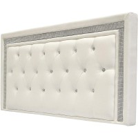 Best Master Faux Leather Twin Headboard Tufted Crystals Rhinestone In White