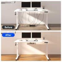 Flexispot En2 Wholepiece Standing Desk With Clamp Power Strip 55 X 28 Electric Stand Up Height Adjustable Desk With Cable Mana