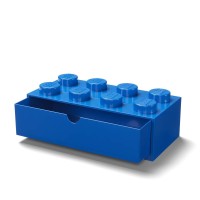 Room Copenhagen Lego Storage Brick 8 Desk Drawer, 8-Stud Stackable Tabletop Storage Box, 12.4 X 6.2 X 4.4 In, Bright Blue