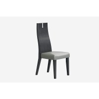 Whiteline Modern Living Grey Los Angeles Dining Chair In High Gloss Silver Faux Leather Seat, Set Of 2