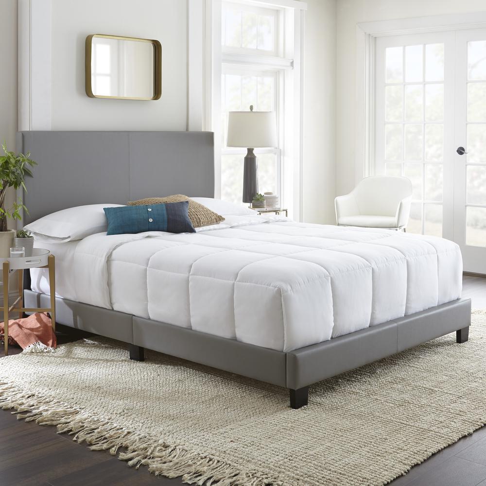 Boyd Sleep Florence Upholstered Faux Leather Platform Bed Twin Gray