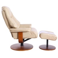 RelaxR Lindley Recliner and Ottoman in Cobble Air Leather