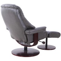 RelaxR Lindley Recliner and Ottoman in Charcoal Air Leather