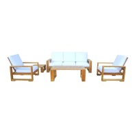 Anderson Teak Set-142 Capistrano 5-Piece Sofa Collection Modern Deep Seating, Teak Honey Gold