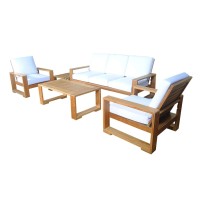 Anderson Teak Set-142 Capistrano 5-Piece Sofa Collection Modern Deep Seating, Teak Honey Gold