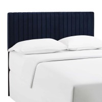 Modway Keira Channel Tufted Performance Velvet Upholstered King Headboard In Midnight Blue