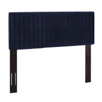 Modway Keira Channel Tufted Performance Velvet Upholstered King Headboard In Midnight Blue