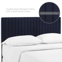 Modway Keira Channel Tufted Performance Velvet Upholstered King Headboard In Midnight Blue