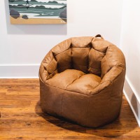 Big Joe Milano Beanbag Chair With Vibe Caramel Montana Leather