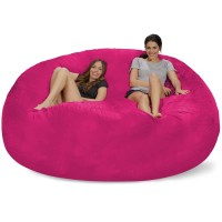 Chill Sack Bean Bag Chair: Giant 8' Memory Foam Furniture Bean Bag - Big Sofa With Soft Micro Fiber Cover - Pink
