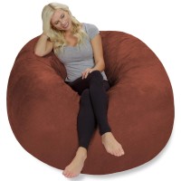 Chill Sack Bean Bag Chair Giant 5 Memory Foam Furniture Bean Bag Big Sofa With Soft Faux Linen Cover Linen Brown