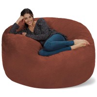 Chill Sack Bean Bag Chair Giant 5 Memory Foam Furniture Bean Bag Big Sofa With Soft Faux Linen Cover Linen Brown