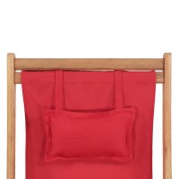 vidaXL Folding Beach Chair Fabric and Wooden Frame Red 43995