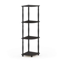 Furinno TurnNTube 4Tier Corner Display Rack Multipurpose Shelving Unit with Classic Tubes EspressoBlack 18114EXBK Espres