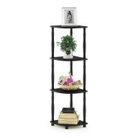 Furinno TurnNTube 4Tier Corner Display Rack Multipurpose Shelving Unit with Classic Tubes EspressoBlack 18114EXBK Espres