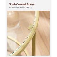 Vasagle Round Side Table, Glass End Table With Metal Frame, Gold Coffee Table With Modern Style, For Living Room, Balcony, Bedroom, Gold Color