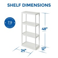 Gracious Living 4 Shelf Fixed Height Solid Light Duty Storage Unit 12 X 24 X 48 For Home Garage Basement Laundry White 2