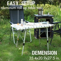 Portal Outdoor Folding Portable Picnic Camping Table With Adjustable Height Aluminum Roll Up Table Top Mesh Layer