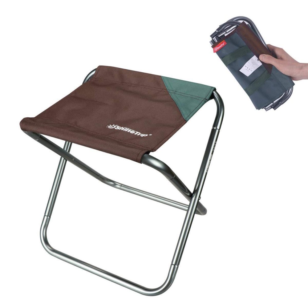 Portable Folding Stool, Collapsible Multi-Purpose Foldable Chair Used As Outdoor Stool,Camping Stool,Garden Stool,Camping Foot Rest,Fishing Chair, Travel,Hiking,Beach (Brown, Large-11.8