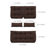 Qilloway Outdoor Patio Wicker Seat Cushions Group Loveseat/Two U-Shape/Two Lumbar Pillows For Patio Furniture,Wicker Loveseat,Bench,Porch,All Weather, Settee Of 5 (Coffee/Brown/Chocolate)