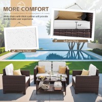 Homall 4 Pieces Patio Furniture Sets Rattan Chair Wicker Conversation Sofa Set Outdoor Indoor Backyard Porch Garden Poolside Ba