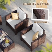 Homall 4 Pieces Patio Furniture Sets Rattan Chair Wicker Conversation Sofa Set Outdoor Indoor Backyard Porch Garden Poolside Ba