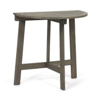 Great Deal Furniture Sophia Outdoor Half-Round Folding Acacia Wood Bistro Table, Gray