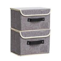 Storage Boxes With Lids 4 Pack Foldable Decorative Storage Bins For Closet, Jane'S Home Compact Storage Baskets Large & Small Mixed Storage Cube For Home, Office, Kids Playroom,Bathroom