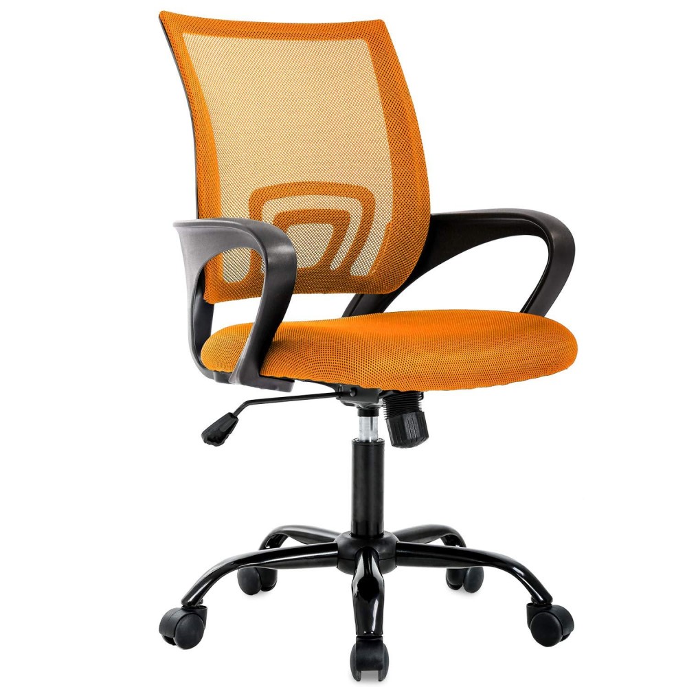 Ergonomic Office Chair Cheap Desk Chair Mesh Computer Chair With Lumbar Support Modern Executive Adjustable Comfortable Mid Back Chair Task Rolling Swivel Chair For Home&Office, Orange