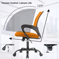 Ergonomic Office Chair Cheap Desk Chair Mesh Computer Chair With Lumbar Support Modern Executive Adjustable Comfortable Mid Back Chair Task Rolling Swivel Chair For Home&Office, Orange