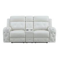 Power Console Reclining Loveseat Blanche White