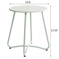 Hollyhome Small Round Patio Metal Side Snack Table Accent Antirust Steel Coffee Table For Garden Modern Weatherproof Outdoor