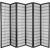 Legacy Decor 6 Panels Room Divider Privacy Screen Partition Shoji Style 6 Ft Tall Black Color