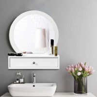 Charmaid 2-In-1 Vanity Mirror With 2 Removable Drawers, Vanity Mirror Wall Mount Or Placed On Table Top, Floating Vanity Shelf With Drawers, Bathroom Vanity Over Sink, Modern Bathroom Vanity