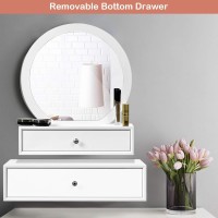 Charmaid 2-In-1 Vanity Mirror With 2 Removable Drawers, Vanity Mirror Wall Mount Or Placed On Table Top, Floating Vanity Shelf With Drawers, Bathroom Vanity Over Sink, Modern Bathroom Vanity