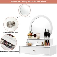 Charmaid 2-In-1 Vanity Mirror With 2 Removable Drawers, Vanity Mirror Wall Mount Or Placed On Table Top, Floating Vanity Shelf With Drawers, Bathroom Vanity Over Sink, Modern Bathroom Vanity