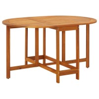 Vidaxl Solid Acacia Wood Patio Drop Leaf Table Oval Dinning Stand Furniture