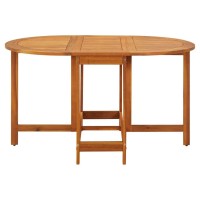 Vidaxl Solid Acacia Wood Patio Drop Leaf Table Oval Dinning Stand Furniture