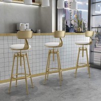 Rxbfd Industrial Wind Lift Bar Stool, Breakfast Kitchen Rotating High Stool, Ergonomic Design, Wrought Iron Bench Foot & High Rebound Sponge Filled Leather Cushion, Bearing More Than 150Kg